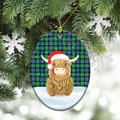 Murray of Atholl Ancient Tartan Christmas Ceramic Ornament - Highland Cows Style