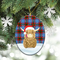 Pennycook Tartan Christmas Ceramic Ornament - Highland Cows Style