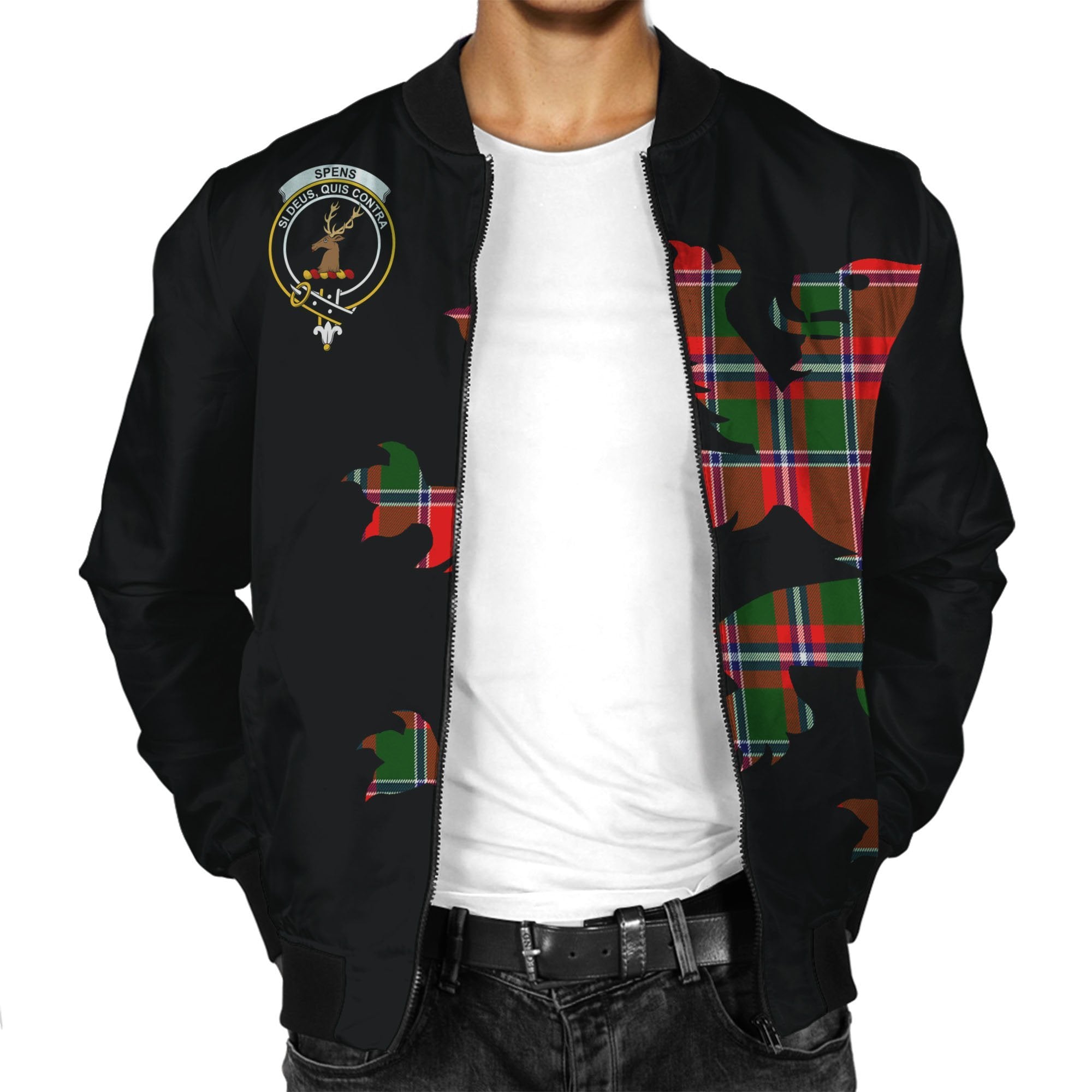 Spens (Or Spence) Tartan Bomber Jacket Lion & Thistle
