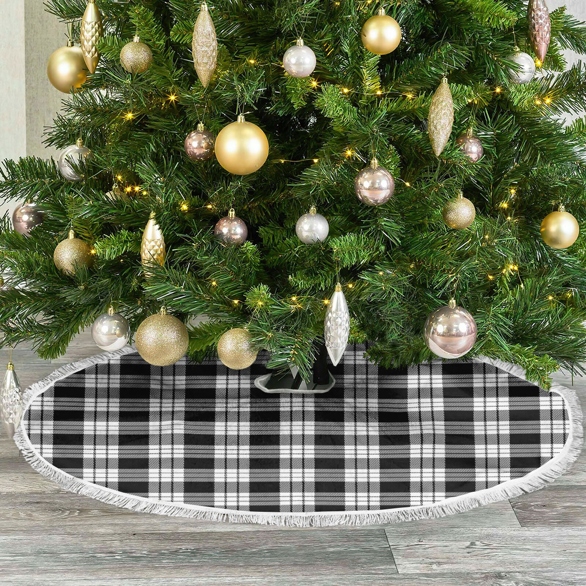 MacFarlane Black _ White Tartan Christmas Tree Skirt
