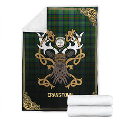 Cranstoun Tartan Crest Premium Blanket - Celtic Stag style