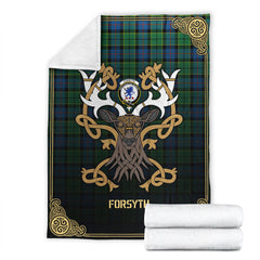 Forsyth Ancient Tartan Crest Premium Blanket - Celtic Stag style