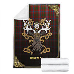 Harkness Dress Tartan Crest Premium Blanket - Celtic Stag style
