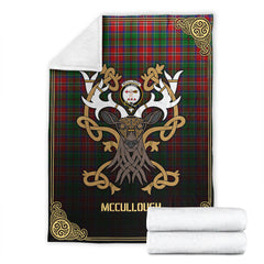 McCullough Tartan Crest Premium Blanket - Celtic Stag style