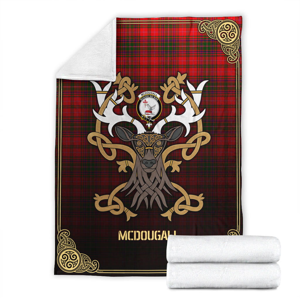 McDougall Tartan Crest Premium Blanket - Celtic Stag style
