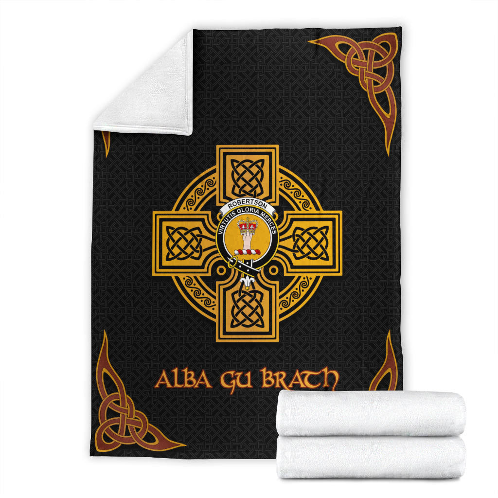 Robertson Crest Premium Blanket - Black Celtic Cross Style