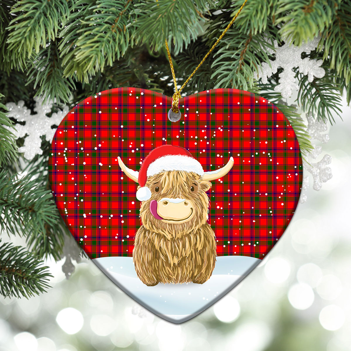 McColl Tartan Christmas Ceramic Ornament - Highland Cows Style