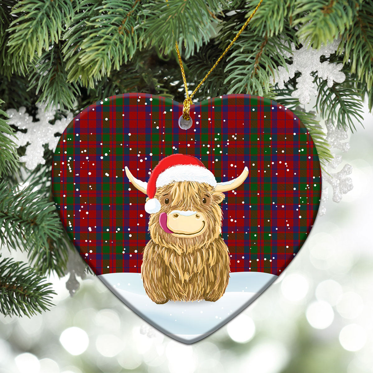 McFadyen (MacGregor Hastie) Tartan Christmas Ceramic Ornament - Highland Cows Style