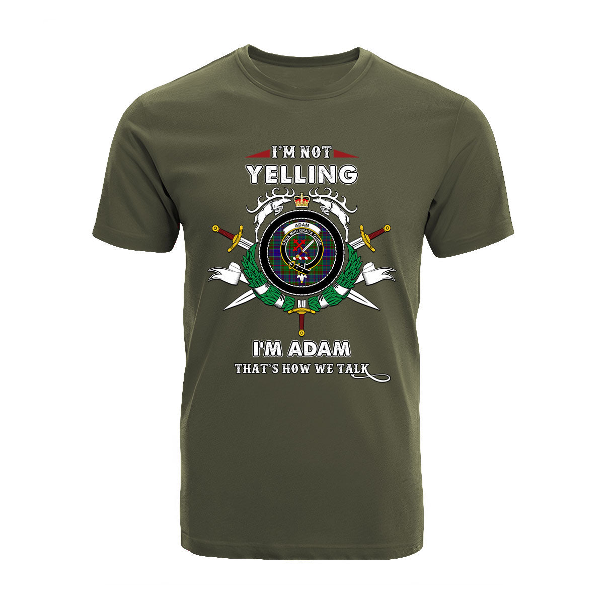Adam Tartan Crest T-shirt - I'm not yelling style
