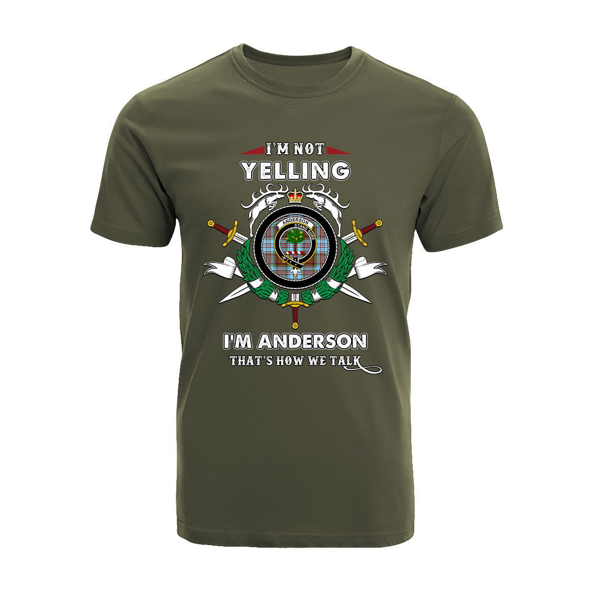 Anderson Tartan Crest T-shirt - I'm not yelling style