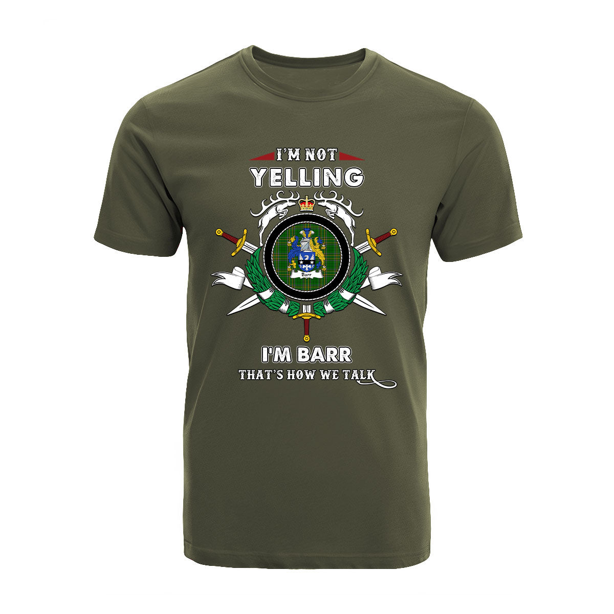 Barr Tartan Crest T-shirt - I'm not yelling style