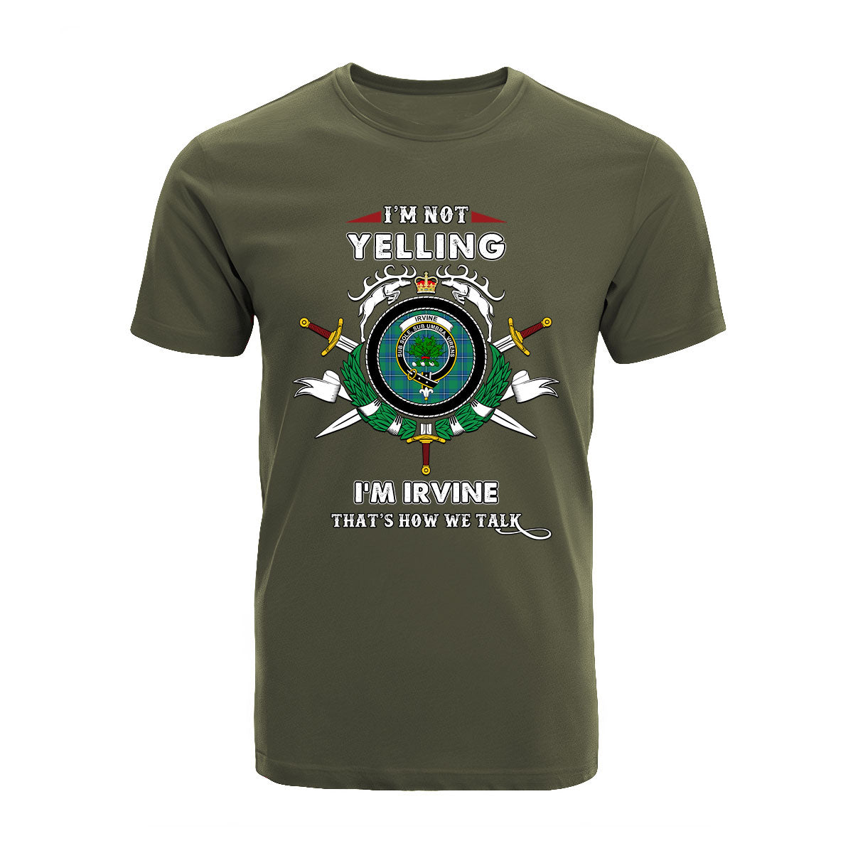 Irvine Tartan Crest T-shirt - I'm not yelling style