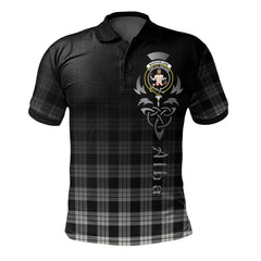 MacFarlane Black White Ancient Tartan Polo Shirt - Alba Celtic Style