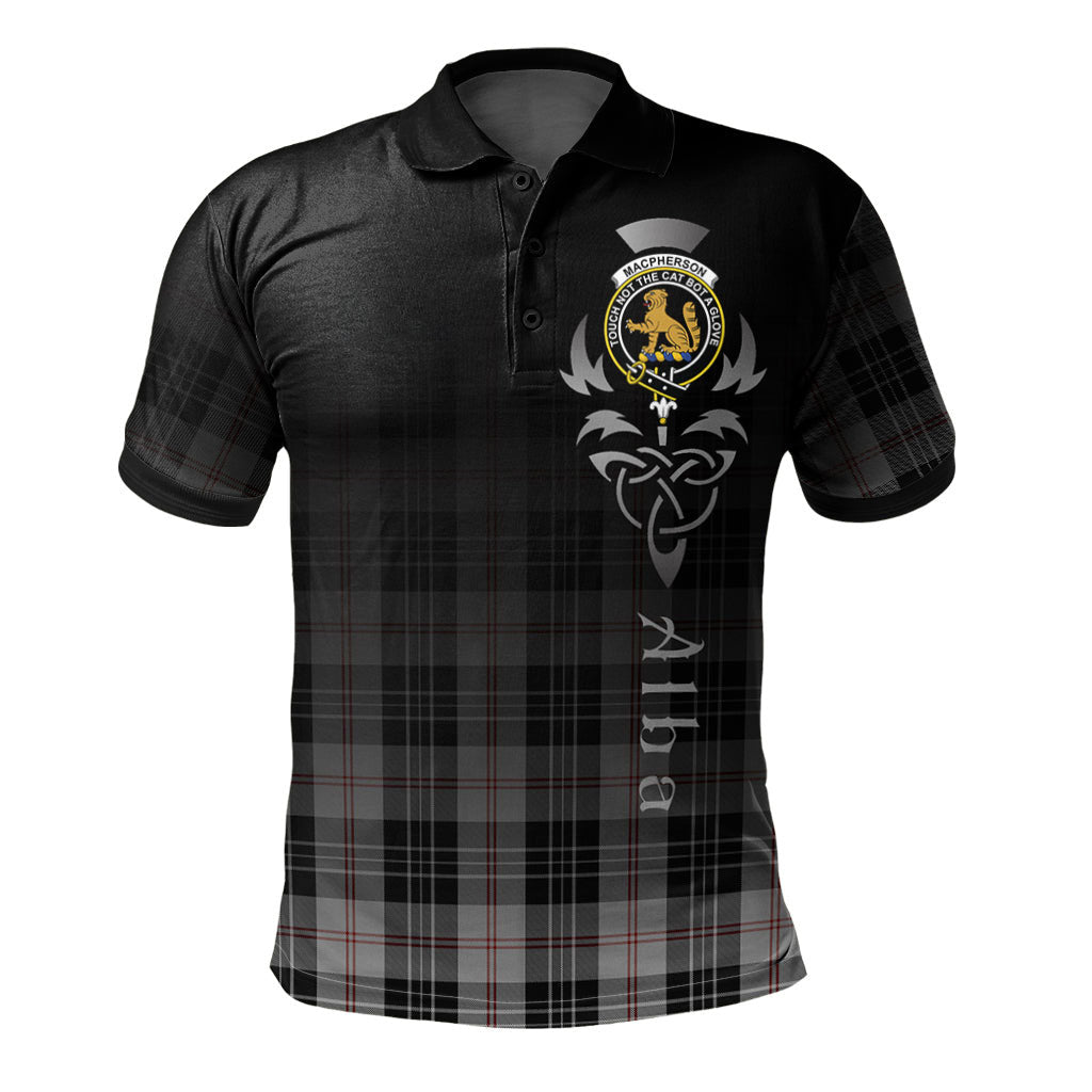 MacPherson of Cluny Black and White Tartan Polo Shirt - Alba Celtic Style