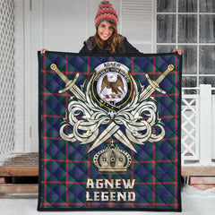 Agnew Modern Tartan Crest Legend Gold Royal Premium Quilt