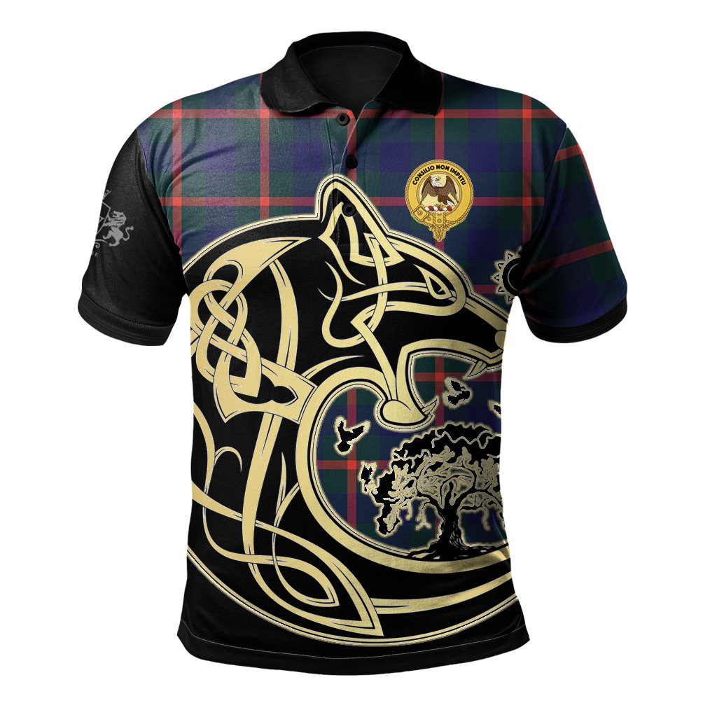 Agnew Modern Tartan Polo Shirt Viking Wolf