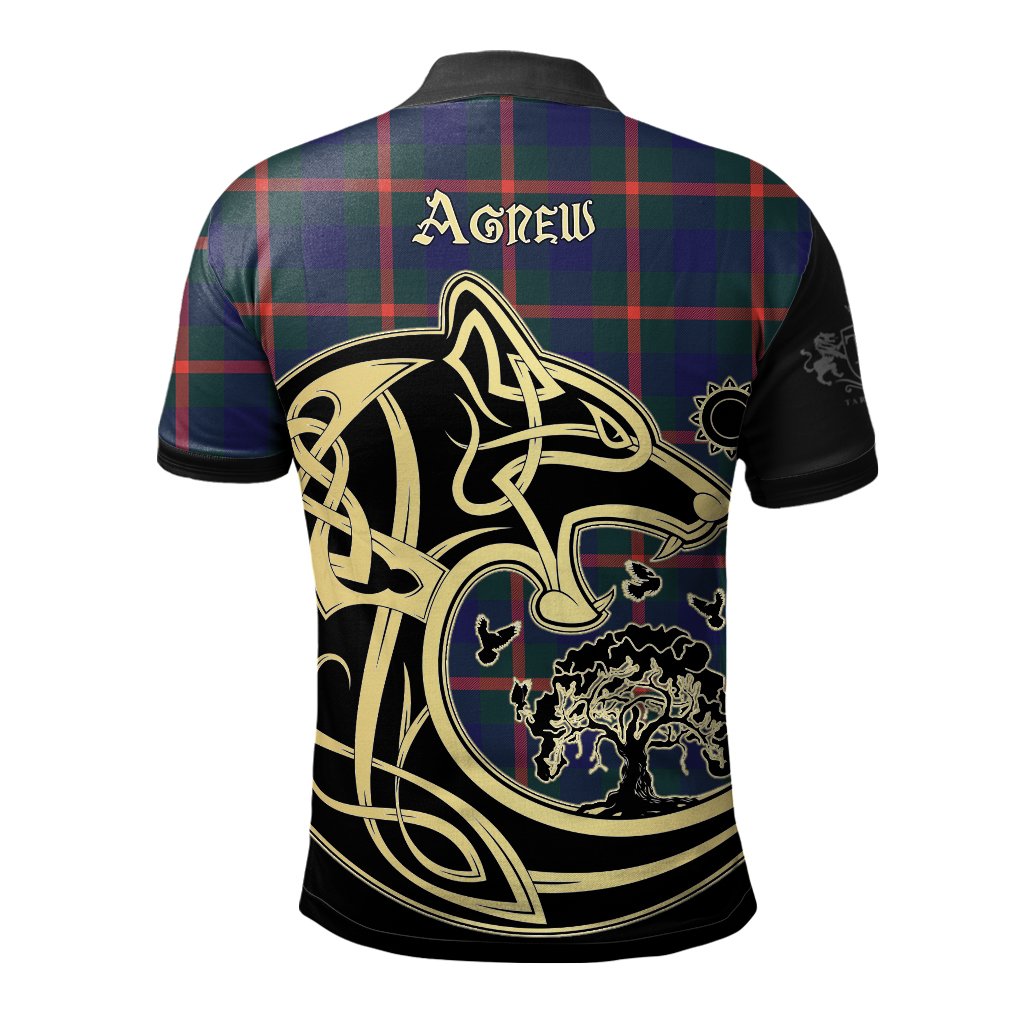 Agnew Modern Tartan Polo Shirt Viking Wolf