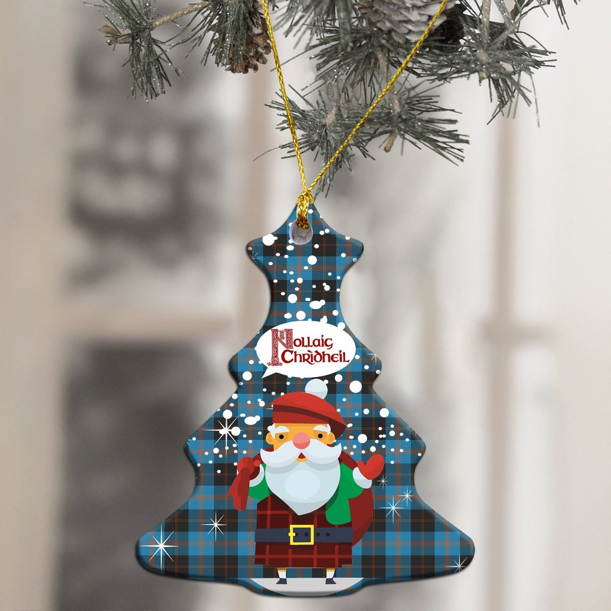 Angus Ancient Tartan Christmas Ceramic Ornament - Santa Style