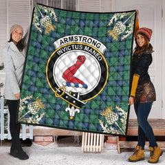 Armstrong Ancient Tartan Crest Premium Quilt - Gold Thistle Style