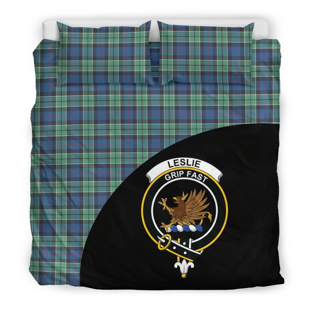 Leslie Hunting Ancient Family Tartan Crest Wave Style Bedding Set