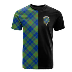 Barclay Hunting Ancient Tartan T-Shirt Half of Me - Cross Style