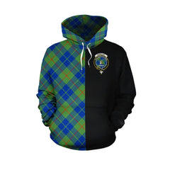 Barclay Hunting Ancient Tartan Hoodie Half of Me - Cross Style