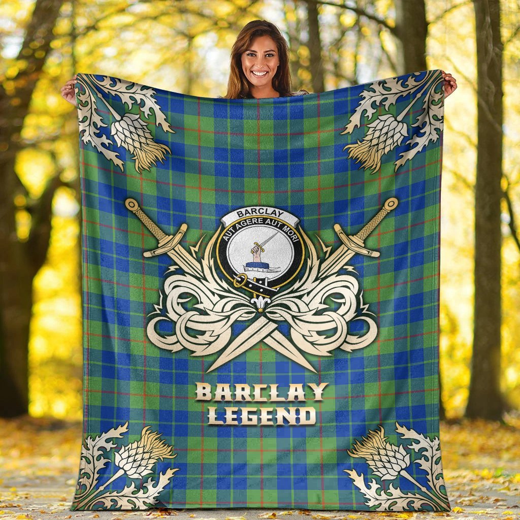 Barclay Hunting Ancient Tartan Gold Courage Symbol Blanket