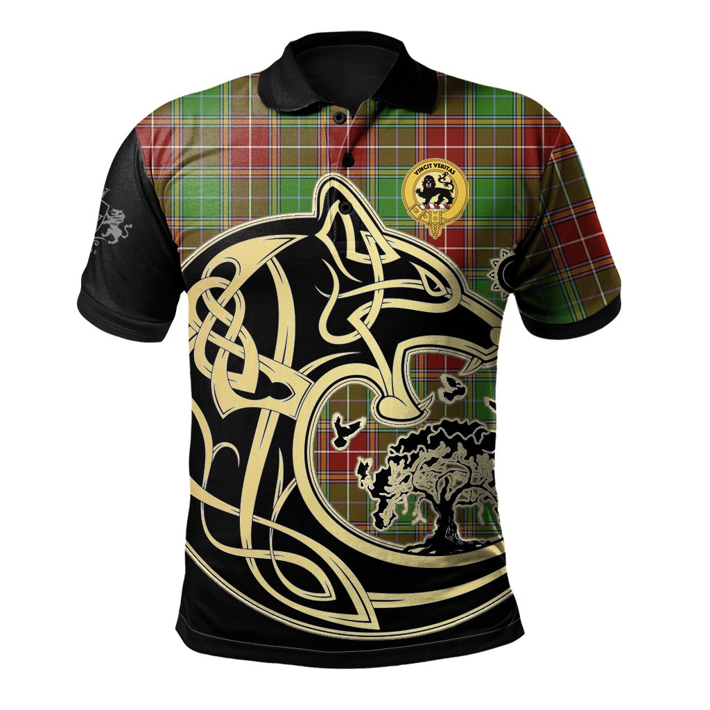 Baxter Modern Tartan Polo Shirt Viking Wolf