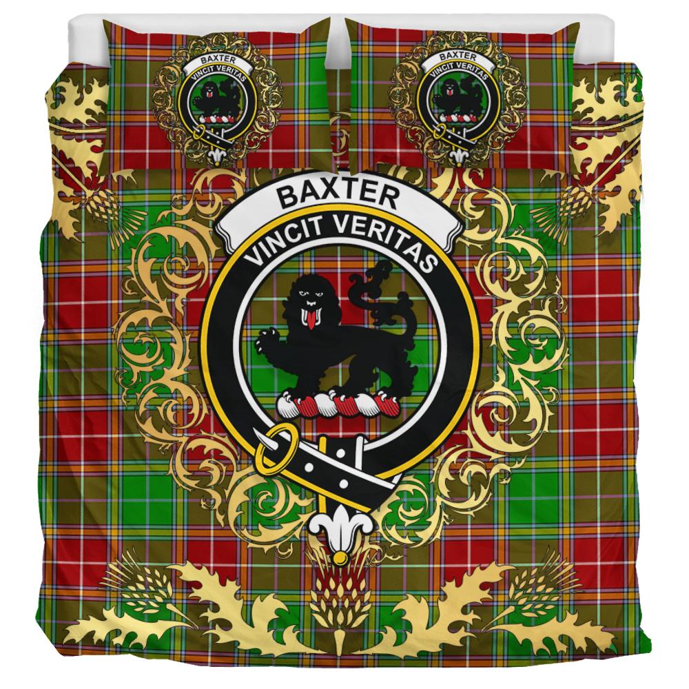Baxter Modern Tartan Crest Bedding Set - Golden Thistle Style