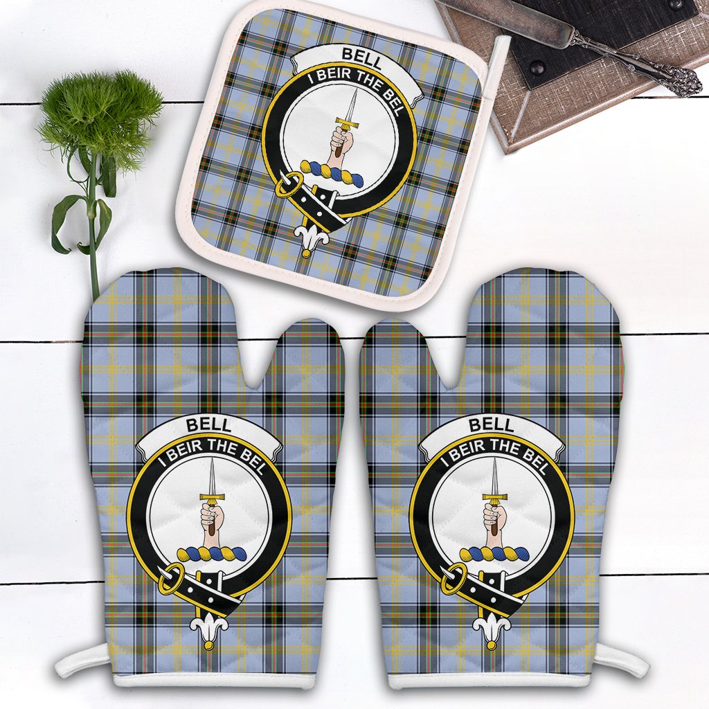 Bell Of The Borders Tartan Crest Oven Mitt And Pot Holder (2 Oven Mitts + 1 Pot Holder)