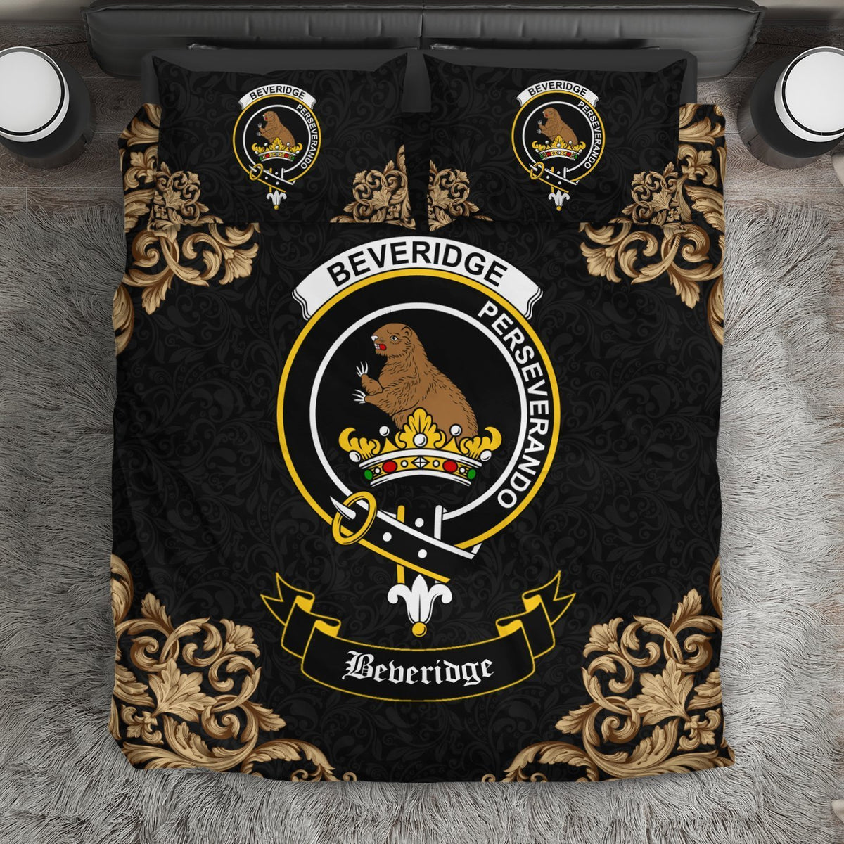 Beveridge (Beveridge-Duncan) Crest Black Bedding Set