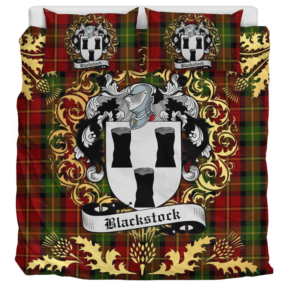 Blackstock Red Dress Tartan Crest Bedding Set - Golden Thistle Style