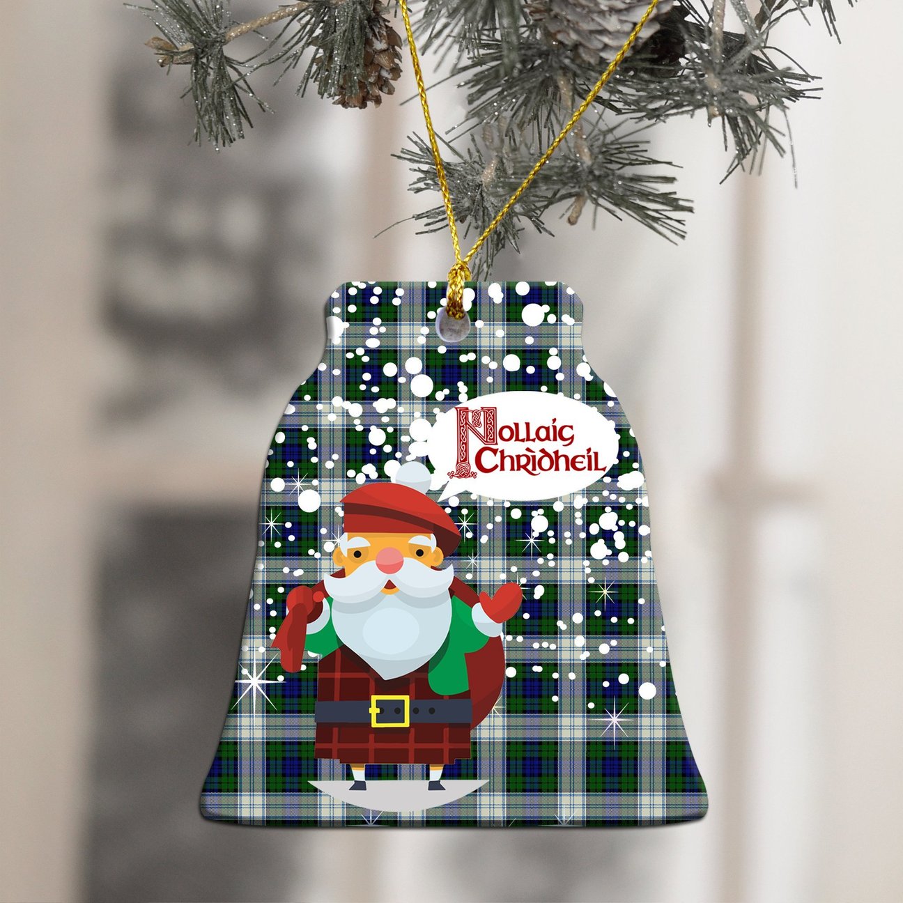 Blackwatch Dress Modern  Tartan Christmas Ceramic Ornament - Santa Style