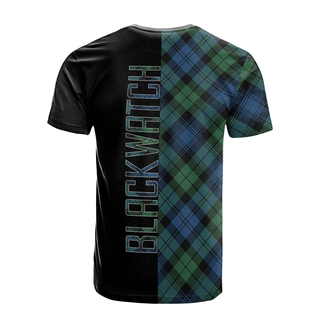 Blackwatch Ancient Tartan T-Shirt Half of Me - Cross Style