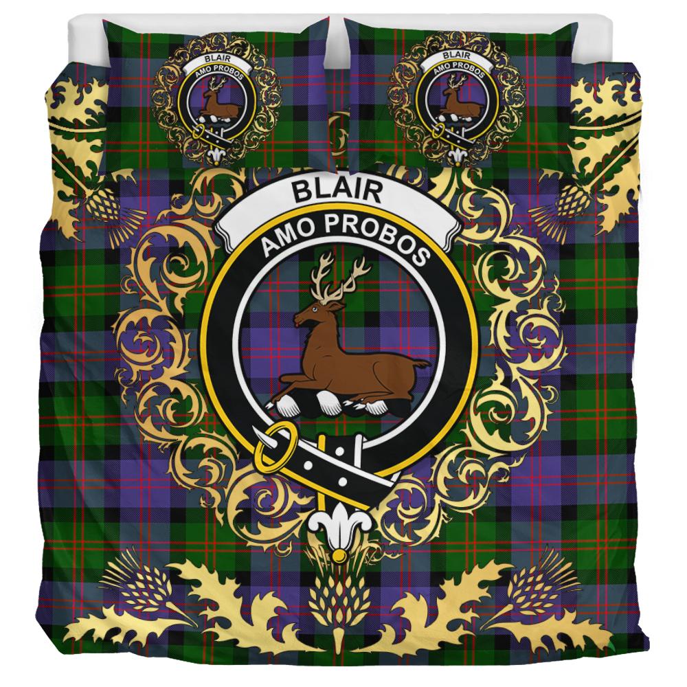 Blair Modern Tartan Crest Bedding Set - Golden Thistle Style