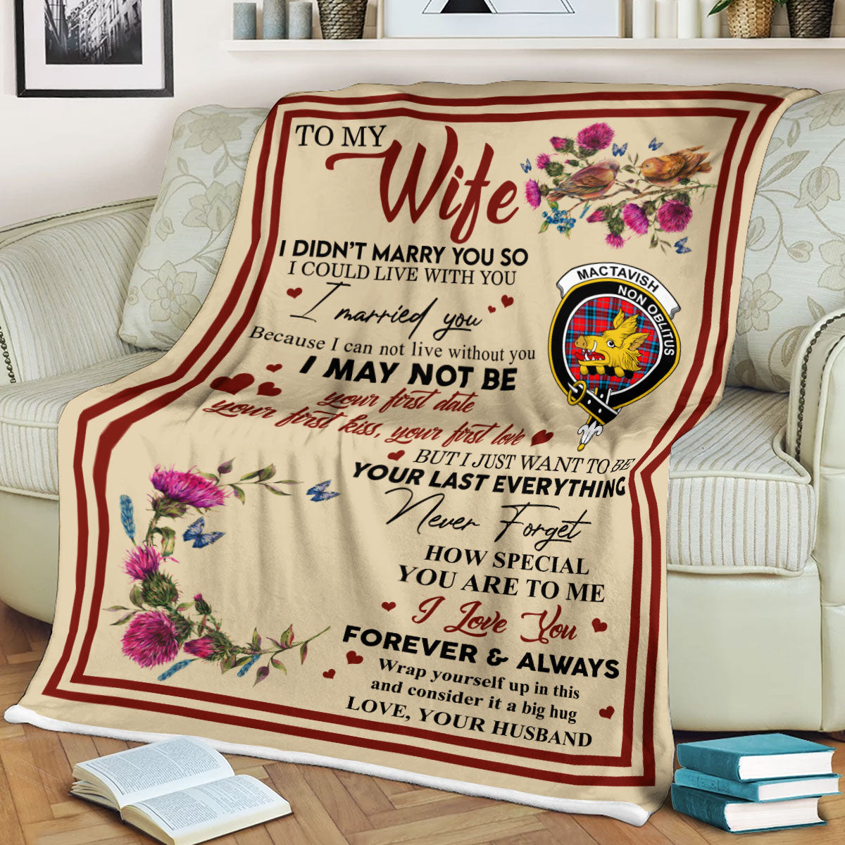 Scots Print Blanket - MacTavish Tartan Crest Blanket To My Wife Style, Gift From Scottish Husband