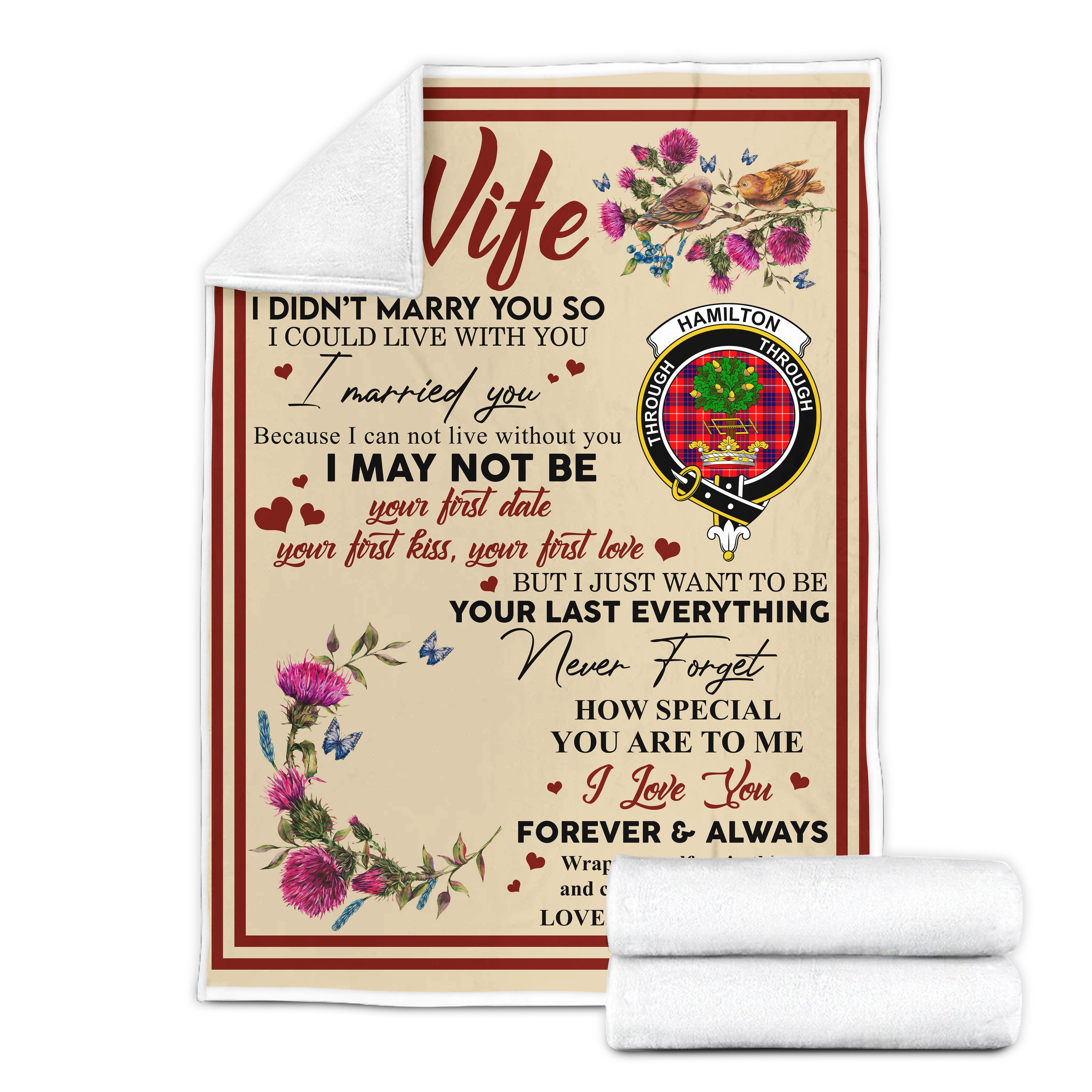 Scots Print Blanket - Hamilton Tartan Crest Blanket To My Wife Style, Gift From Scottish Husband