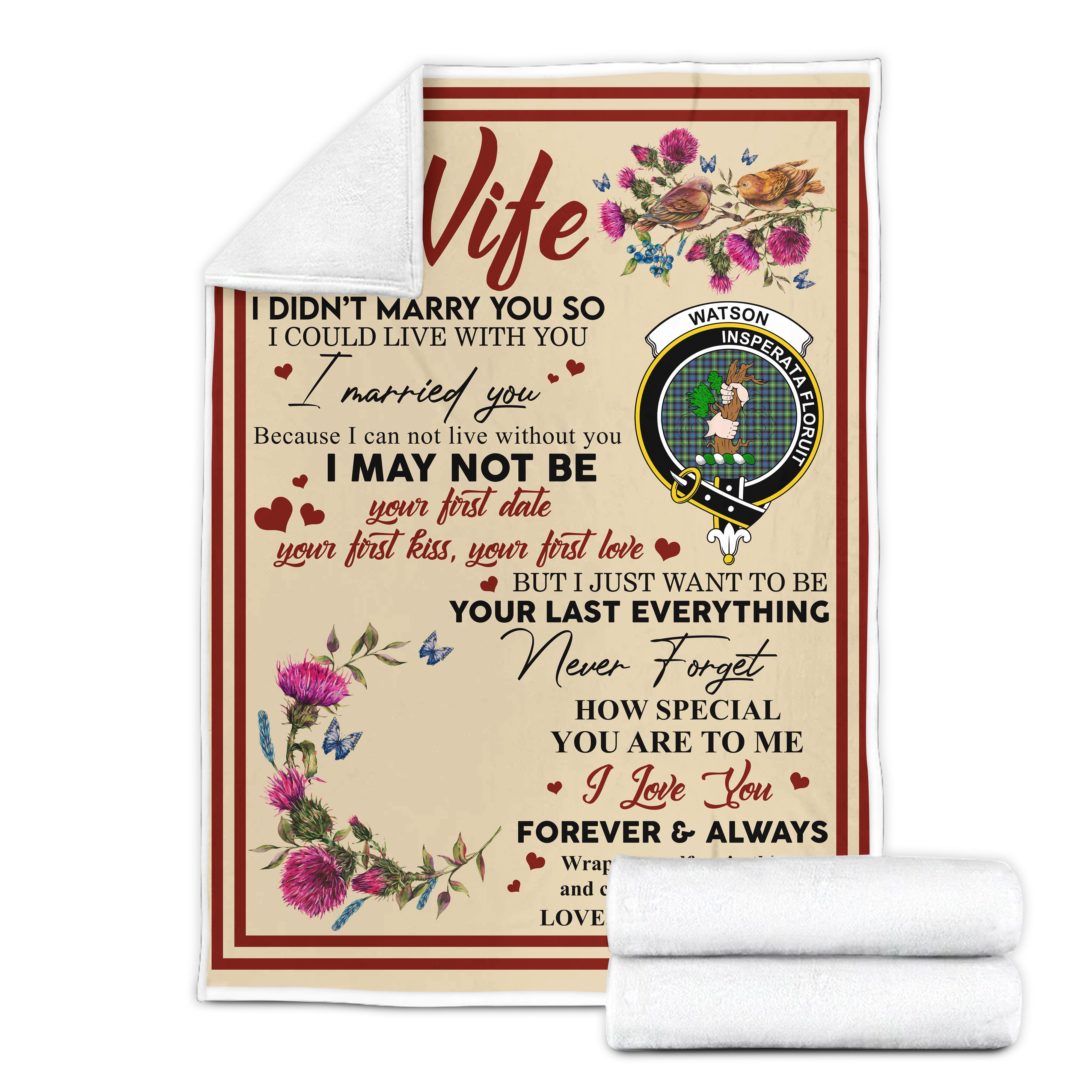 Scots Print Blanket - Watson Tartan Crest Blanket To My Wife Style, Gift From Scottish Husband