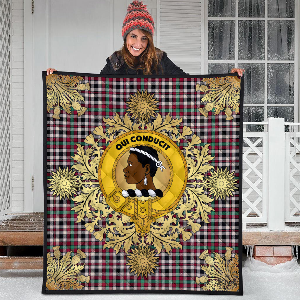 Borthwick Dress Ancient Tartan Crest Premium Quilt - Gold Thistle Style
