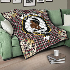 Borthwick Dress Ancient Tartan Crest Premium Quilt - Gold Thistle Style