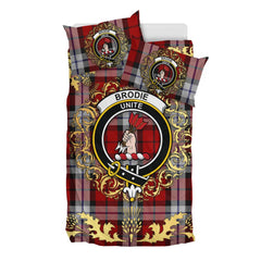Brodie Dress Tartan Crest Bedding Set - Golden Thistle Style