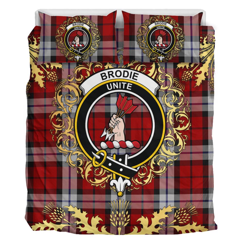Brodie Dress Tartan Crest Bedding Set - Golden Thistle Style