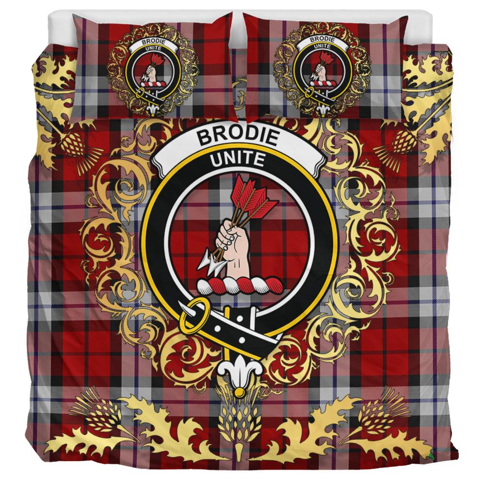 Brodie Dress Tartan Crest Bedding Set - Golden Thistle Style