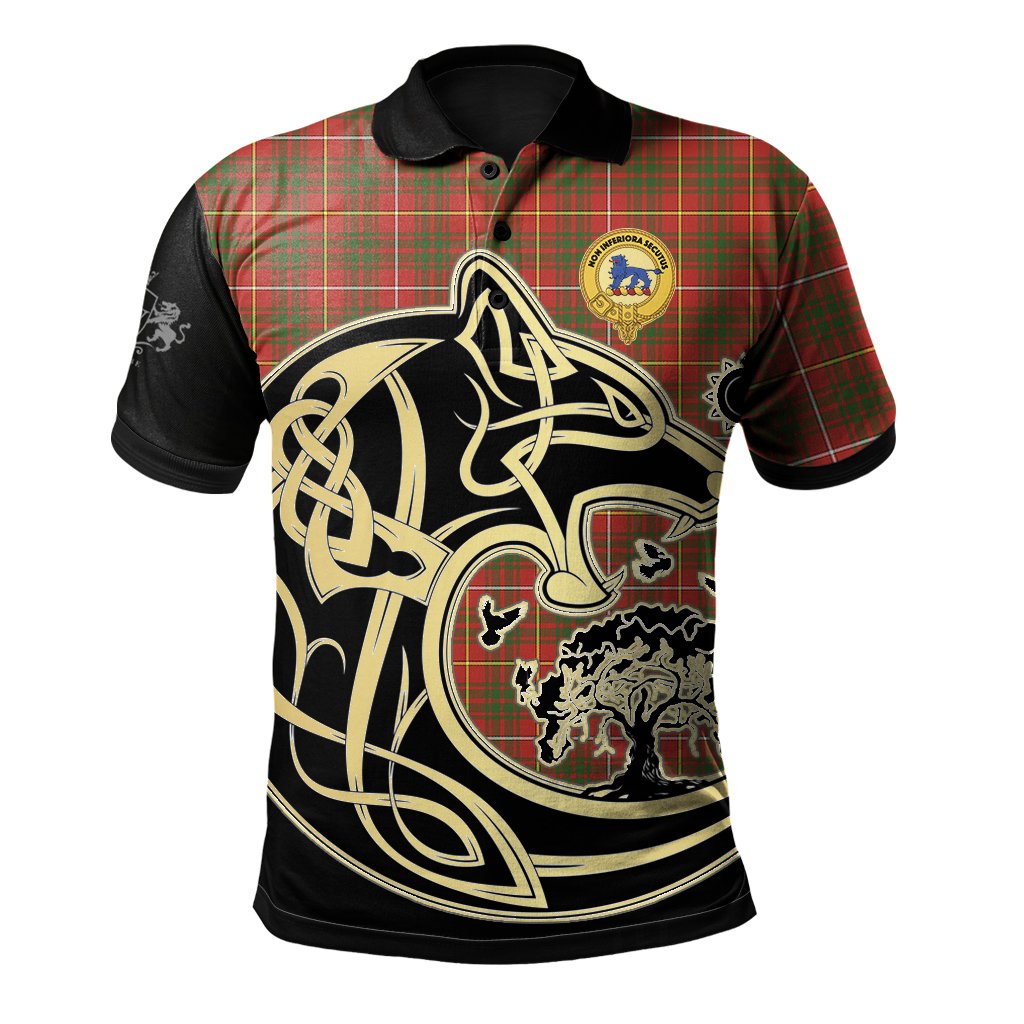 Bruce Modern Tartan Polo Shirt Viking Wolf