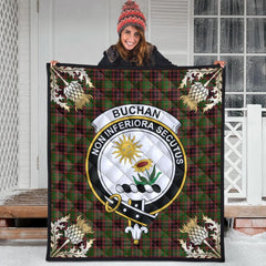Buchan Modern Tartan Crest Premium Quilt - Gold Thistle Style
