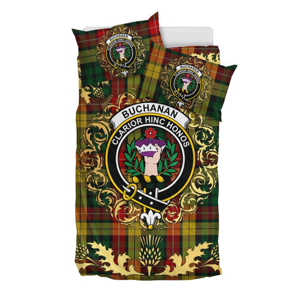 Buchanan 01 Tartan Crest Bedding Set - Golden Thistle Style