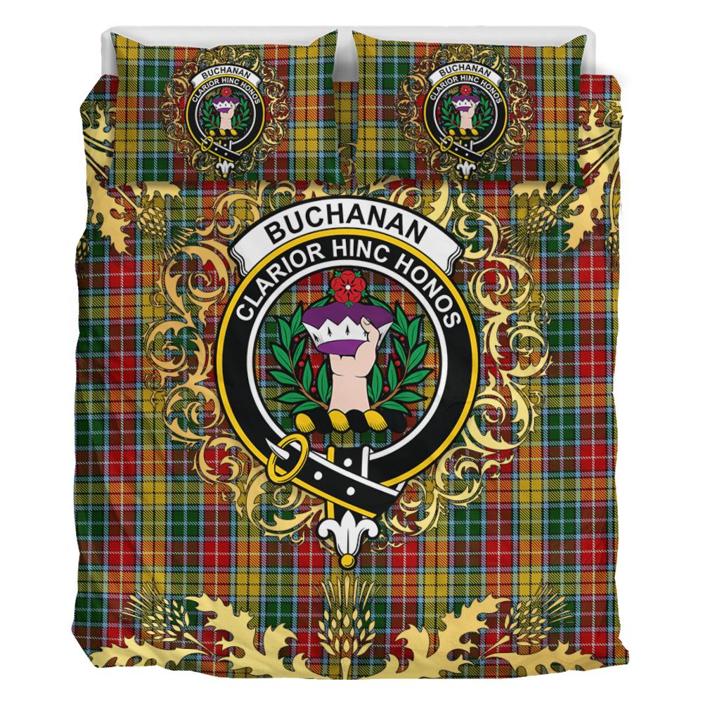 Buchanan 02 Tartan Crest Bedding Set - Golden Thistle Style