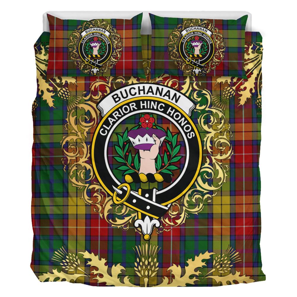 Buchanan 03 Tartan Crest Bedding Set - Golden Thistle Style