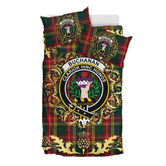 Buchanan 04 Tartan Crest Bedding Set - Golden Thistle Style