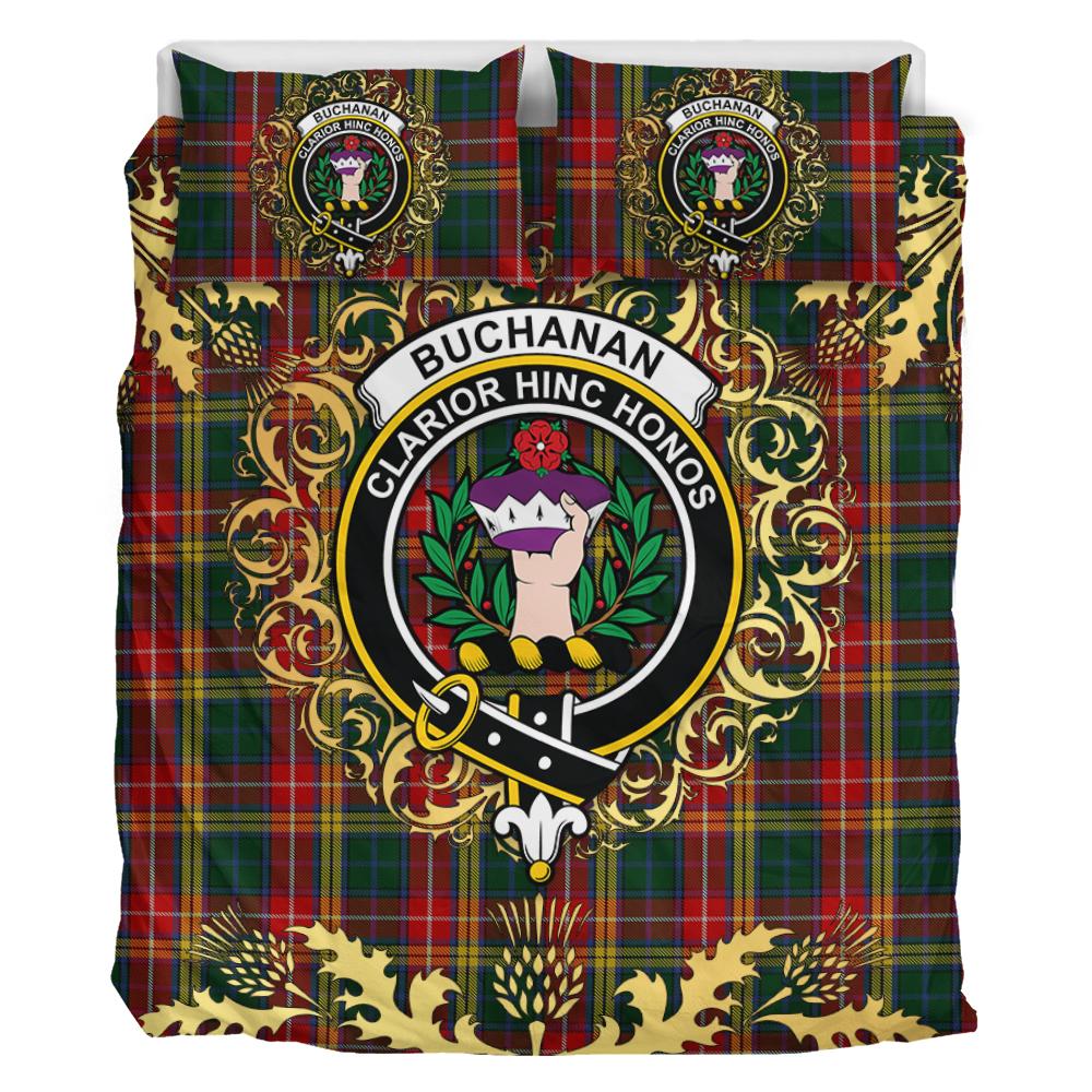 Buchanan 04 Tartan Crest Bedding Set - Golden Thistle Style